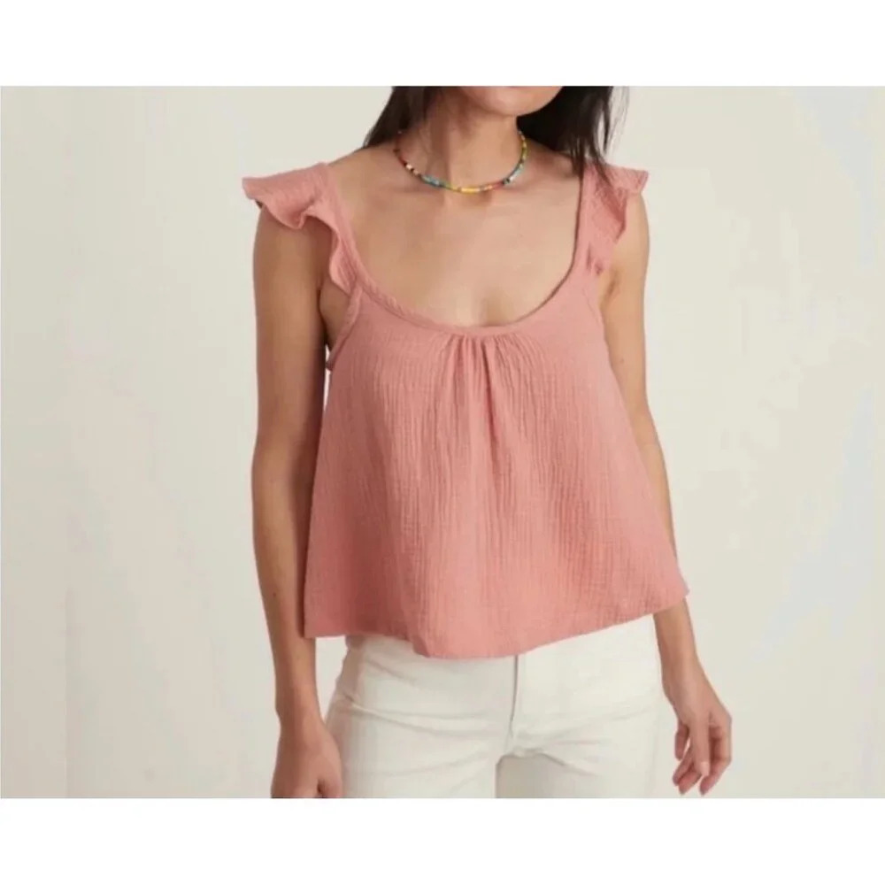 Marine Layer Pink Ruffle Sleeve Top